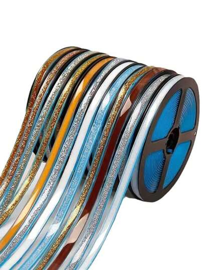 1 Roll 6m/236.2in 3D Waterproof Oil Proof Anti-Mildew Crystal Glitter Gold & Silver Colored High-Quality Grout Tape For Kitchen Countertop, Sink, Wall Decoration, Plain Floor Sealing Sticker, PVC Tile Gap Sealing Tape Suitable For Toilet, Sink, Seam, Etc. Various Colors And Sizes Are Available, Stickers, Wall Decal, Vinyl Decal For Home Decorations, Spring Decoration Items Refresh Your Home, Festival Decoration Stickers Gifts Birthday Graduation