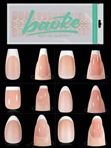 120 片浅裸色微笑法式指甲贴，短杏仁形棺材方形椭圆形亚克力指甲贴，15 种尺寸假指甲贴，升级款浅粉色软凝胶全覆盖按压式美甲，适合春夏季节居家 DIY 或送礼 - 女性指甲护理必备，按压式美甲产品按压式美甲用品美甲 - 藕粉色 - 查看 1