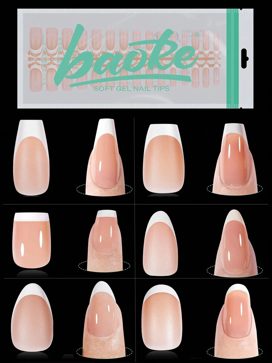 120 片浅裸色微笑法式指甲贴，短杏仁形棺材方形椭圆形亚克力指甲贴，15 种尺寸假指甲贴，升级款浅粉色软凝胶全覆盖按压式美甲，适合春夏季节居家 DIY 或送礼 - 女性指甲护理必备，按压式美甲产品按压式美甲用品美甲 - 藕粉色 - 查看 1