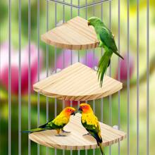 6Pcs Bird Perch Platform Wooden Bird Perch Corner Stand Easy Installation Parrot Perch Corner Shelf Sturdy Bird Perch Platform Stand For Parakeet Conure Cockatiel Budgie 10x10cm 13x13cm 17x17 Cm