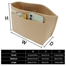 Inner Bag For  Bag, Portable Multi-Pocket Storage Bag, Solid Color Lining Bag, Perfect Storage Solution - Beige - View 2