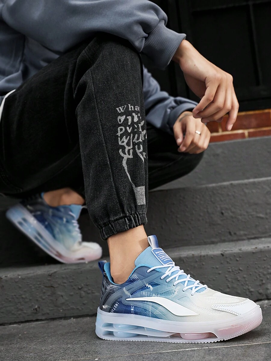 Fashionable And Men's Outdoor Casual Sports Shoes, With Cushion For Comfort, Anti-Slip, Breathable And Shock-Absorbing Features. - Lake Blue - View 1