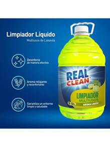 Real Clean: Jabón limpiador Multiusos y Aromatizante líquido para suelo y todo tipo de superficies - Limón (5 litros) - Ver 4
