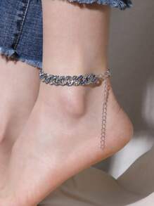 1 件女式蓝色水钻脚链，时尚