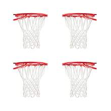 4 piezas Redes de canasta de baloncesto de calidad premium blancas, reemplazo profesional, cuerda tejida de poliéster gruesa, se ajusta a aros de baloncesto estándar interiores o exteriores con 12 lazos - Blanco - Ver 1