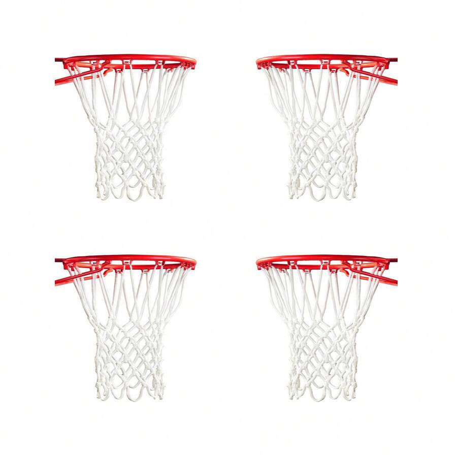 4 piezas Redes de canasta de baloncesto de calidad premium blancas, reemplazo profesional, cuerda tejida de poliéster gruesa, se ajusta a aros de baloncesto estándar interiores o exteriores con 12 lazos - Blanco - Ver 1