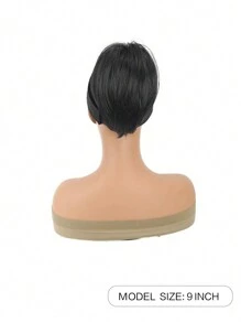 Pelucas sintética de cola de caballo corta y natural negra con clip de garra, cola de caballo desordenada de cabello corto, pelo liso de cola de caballo con bucle de pelo, adecuada para uso diario de 9 pulgadas - Negro natural - Ver 6