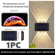 1 cái/2 cái Đèn tường trang trí ngoài trời chạy bằng năng lượng mặt trời để chiếu sáng sân vườn hộ gia đình, với hiệu ứng chiếu sáng lên và xuống - Màu vàng - Xem 15