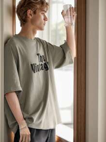 Men's Summer Pajamas Short Sleeve Round Neck Leisure Print Homewear Shorts Set, Vacation