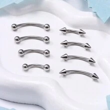 8pcs Eyebrow Piercing Jewelry Surgical Steel Curved Barbell Eyebrow Ring Ear Rook Navel Small Belly Button Ring For Women Men 16g 6mm/8mm/10mm/12mm