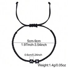 1 pieza Pulsera trenzada negra con cuerda de nudo plano y cuentas con forma de corazón de acrílico, para San Valentín - Pulsera - Ver 3
