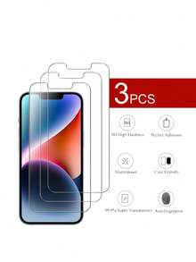 3pcs Glass Screen Protector Film Compatible With IPhone 13 / 13 Pro/14 Transparent Tempered Glass Film - Clear - View 1