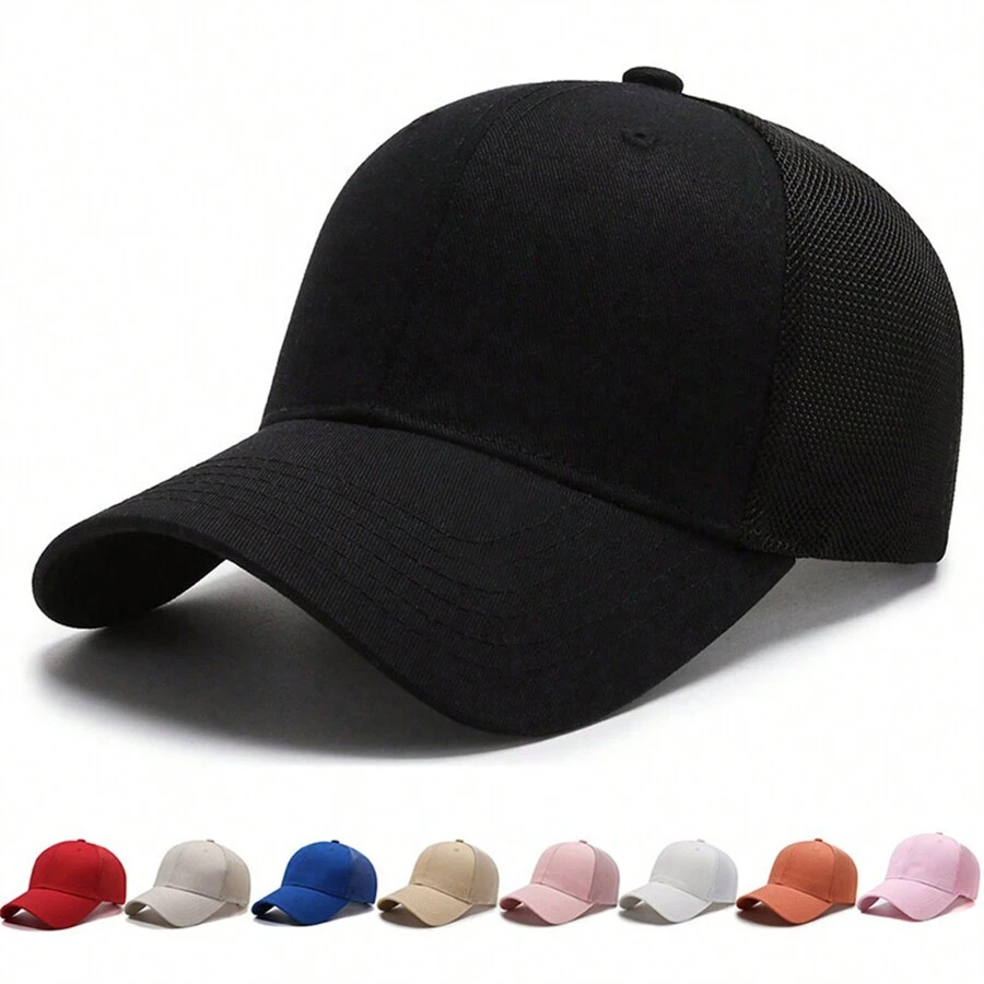 1pc Summer Solid Visor Baseball Cap/Baseball Cap With Letter Print, Sun Protection, Travel Cap - Solid Color - View 1