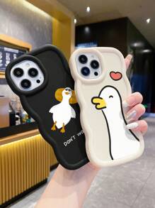 3 Stück süße Cartoon-Enten Muster weiche Silikon Handyhüllen in Schwarz, Weiß, Pink, kompatibel mit iPhone & Galaxy, Dopamin-Wellen Textur Handyhüllen, internationale Version, nicht die Inlandsversion - Verschiedenfarbig - Übersicht 5