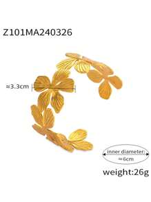 1 件 18K 镀金不锈钢奢华花朵串珠手链情人节 - 金黃色 - 查看 9