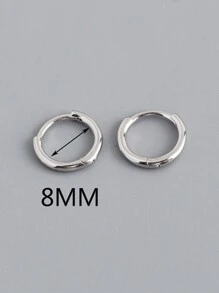 HuooNew 1 par de Pendientes minimalistas de aro circular de plata esterlina 925, regalo de joyería de plata para mujeres