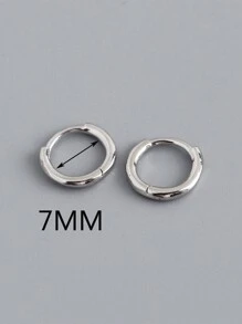 HuooNew 1 par de Pendientes minimalistas de aro circular de plata esterlina 925, regalo de joyería de plata para mujeres