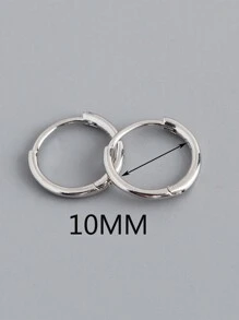 HuooNew 1 par de Pendientes minimalistas de aro circular de plata esterlina 925, regalo de joyería de plata para mujeres