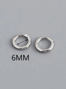 HuooNew 1 par de Pendientes minimalistas de aro circular de plata esterlina 925, regalo de joyería de plata para mujeres