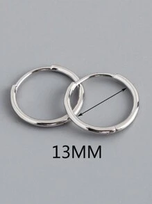 HuooNew 1 par de Pendientes minimalistas de aro circular de plata esterlina 925, regalo de joyería de plata para mujeres