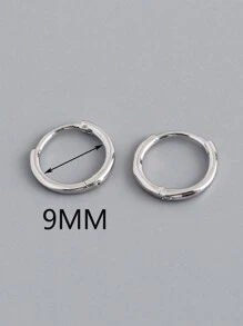 HuooNew 1 par de Pendientes minimalistas de aro circular de plata esterlina 925, regalo de joyería de plata para mujeres