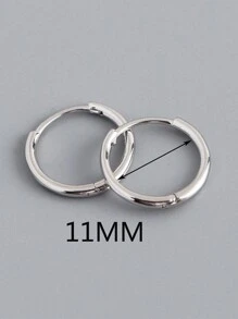 HuooNew 1 par de Pendientes minimalistas de aro circular de plata esterlina 925, regalo de joyería de plata para mujeres
