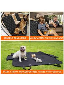 Dog Car Seat Protector, Back Seat Pet Car Seat Protector Pad, Non-Slip Seat Cover Fit Most Sedans, Trucks, SUVs, With Armrest - Black