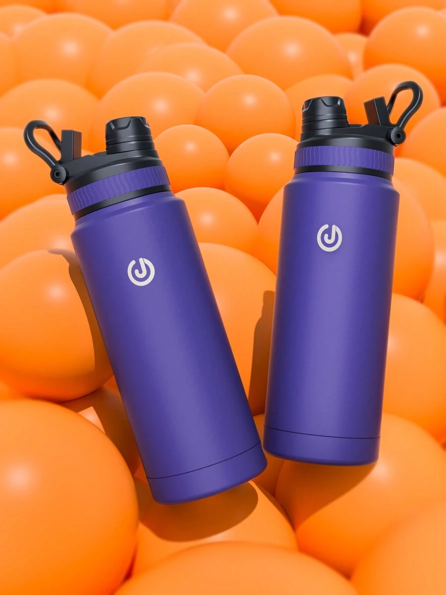 24/32/40oz Stainless Steel Insulated Bottle, 3 Drinking Methods With Flexible Straw And Direct Drinking Mouth, Dual Wall Vacuum, Portable And Suitable For Sports And Travel - Xanh đậm - Xem 1