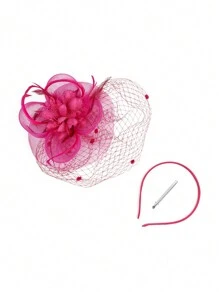 1 قطعة من قبعات التافك للنساء لحفلات الشاي وحفلات الفروسية بولاية كنتاكي وحفلات الزفاف، مزينة بالأزهار والشبكة الحجابية،اكسسوارات شعر، قبعة ديربي، قبعة صغيرة، طاقية صغيرة