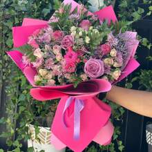 20 Stück/Packung Fuchsia + Pfirsich 58*58cm wasserfestes elegantes Blumengeschenkpapier, zweifarbiges Geschenkverpackungspapier