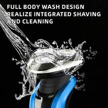4D Independent Floating Blade Fully Washable Electric Shaver With Rotating Razor, Perfect Birthday Gift For Men, Model PQ9601 - Blue - View 4