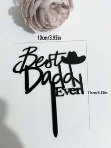 5pcs Best Dad Ever Cake Topper For Father's Day Party Cake Decoration Toppers - Black - View 2