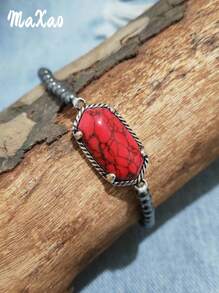 1 Stück Armband Im Vintage-western-stil Mit Mehrfarbigem Stein Und Wildem Cowboy-stil