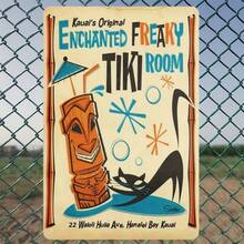 1pc Vintage Hawaiian Tiki Room Tin Sign, Retro Polynesian Art Decor For Bar, Living Room, Cafe, Restaurant, Laundry Room, Garage, Office, Bedroom, Gym, Library -  Freaky Theme, 8x12 Inch - Multicolor - View 2