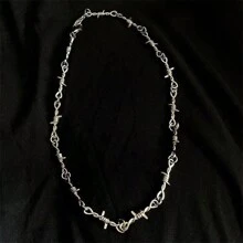 1 chiếc vòng cổ gai cổ điển sáng tạo, dây chuyền xương quai xanh, phụ kiện trang trí cho tiệc lễ, quà tặng, phụ kiện nam, quà tặng Halloween, Ngày của cha, trang sức trường học, nam, phụ kiện Y2k, dây chuyền nam Goth, phụ kiện quần jean, trang sức Gothic, trở lại trường, phụ kiện Halloween đường phố, phụ kiện Punk, thời trang đường phố - Bạc - Xem 1