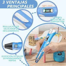 SHIXIONG Lápiz de Impresora 3D, Pluma 3D para niños con Visualización LED, Filamento Impresora 3D, Kit Bolígrafo de Impresión 3D para Adolescentes, Adultos y Creadores, Juego de Actividades de Arte Educativo - Azul - Ver 3