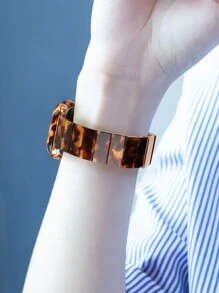1 Set New Fashionable Retro Lightweight Premium Resin Apple Watch Strap + Hollow-Out Protective Case Combo Set, Anti-Fall & Anti-Scratch, Comfortable To Wear All Day - Ideal Gift Choice For Festivals, Anniversaries (Compatible With Apple Watch Ultra 2/1, SE, Series 10/9/8/7/6/5/4/3/2/1, Sizes 38/40/41/42/44/45/46/49mm).