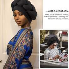 Women's Turbans Solid Color African Exaggerated Style Handmade Twisted Milk Silk &  Braid Cap, Casual Comfortable Daily Headscarf Hat