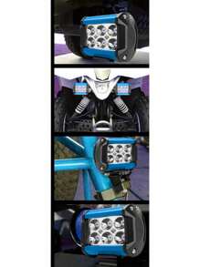 Headlights 6 LED Square Strobe Headlights For Vehicles Motorcycle 18w Pair - Blue - View 3