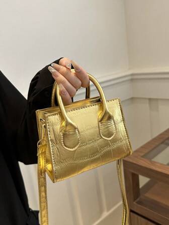 時尚純色復古迷你手提包