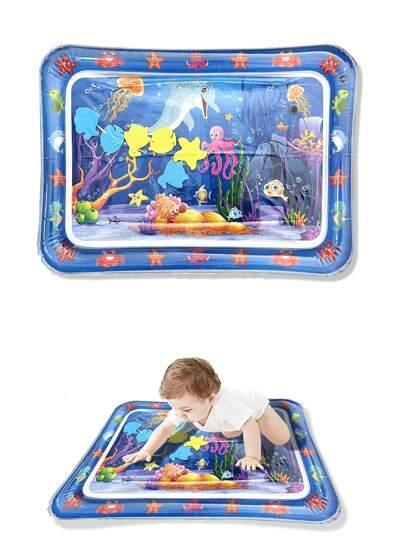 وسادة لعب مائية للرضع بشكل دولفين قابلة للنفخ مقاس 68.3سم x 49.8سم قطعة واحدة، لعب الأطفال، وسادة زحف سميكة، وسادة مائية بحرية، وسادة رذاذ مائي، وسادة نشاطات مائية، هدايا عطلات، وسادة مائية (أشكال عائمة باللون العشوائي) (للعمر 3+ سنوات)