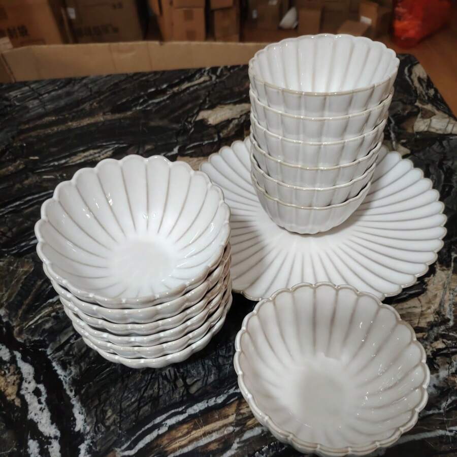 6 piezas de tazones de cerámica con estilo japonés, con acabado de esmalte agrietado