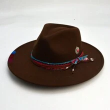 OIERNFE 1 件手工制作纹理风格时尚吊坠毡帽牛仔帽 - 彩色 - 查看 3