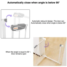 UBRAVOO Babygitter Für Türen Und Treppen, Höhe 100cm, Sicherheits-Haustiergitter, Spannungstyp, Automatische Schließung, Hohe Ausführung, Dreifache Verriegelung, Offen - White - View 5