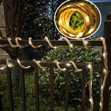 1入組太陽能手工製作的復古繩燈戶外露營串燈防水銅絲仙女氛圍燈，具有8種照明模式，適用於庭院、牆壁、屋頂、陽台、花園、露台、節日裝飾