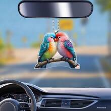 1入組卡通鳥對亞克力掛飾，創意汽車裝飾掛飾，時尚美麗的家居裝飾掛飾 - 彩色 - 查看 3