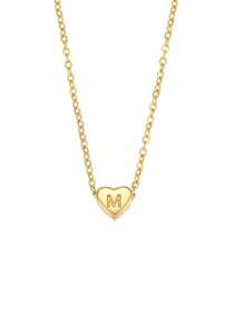 A Minimalist Necklace With A Small Heart-Shaped Letter Pendant, Made Of Stainless Steel And Plated With 18k Gold. Mini Necklace With Heart-Shaped Letter Pendant. - Letter Heart Necklace - View 28
