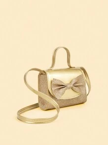 1 Stück süße und stilvolle Prinzessin Stil Glitzer Mini Tasche mit Schleife, kann in der Hand, Schulter oder Crossbody getragen werden, Geldbörse, Geburtstag oder Geschenk, passt zu Kleidung für Mädchen.