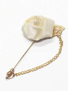 1 Peça Boutonnière de Noivo em Rosa de Seda com Folha de Corrente Dourada para Decoração de Noivo, Casamento e Festa de Casamento, Melhor Presente, Decoração de Casamento, Decoração Doméstica, Decoração de Quarto, Lembrancinhas de Festa, Decorações de Aniversário de Noiva, Formatura, Decorações de Festa Despedida de Solteira