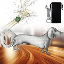1pc Gold/Bronze/Dark Silver Dachshund Shaped Bottle Opener With Thermal Lined Bag/Gift Box, Suitable For Beer, Wine, Juice Opening, Bar, Club, Restaurant, Home Bar Tools, Summer Beverage Accessories, Applicable For Holiday/Corporate Celebration/Gathering Party/Birthday Gift For Men And Women, For Outdoor, Camping, Gift For Father